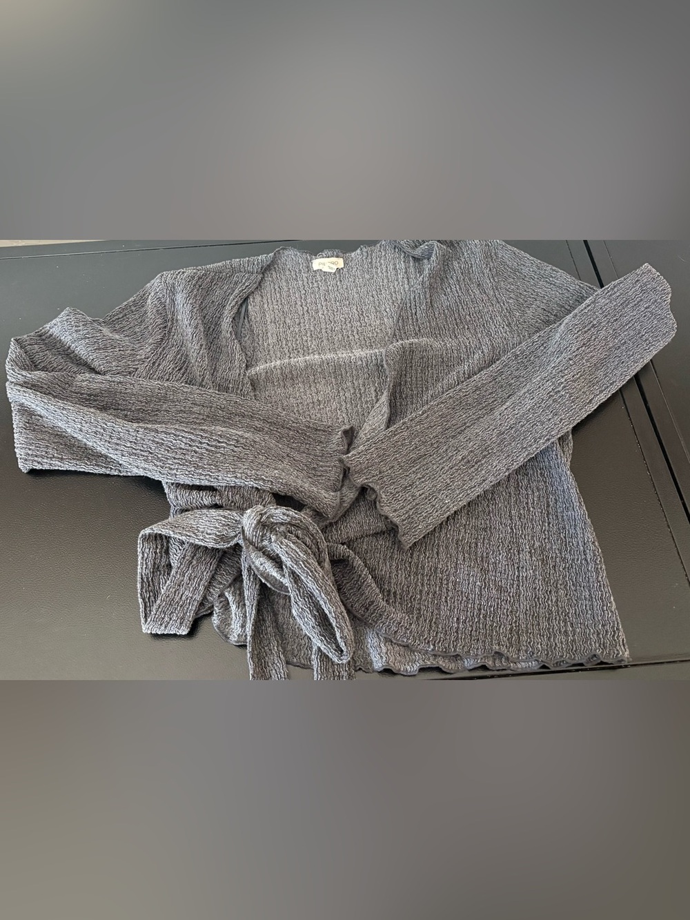 Pilcro Charcoal Gray Wrap Cardigan with Tie